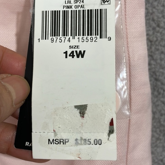 NEW Lauren Ralph Lauren Women's 14W Plus Size Linen-Blend Cropped Pink Opal Pant - Picture 7 of 8